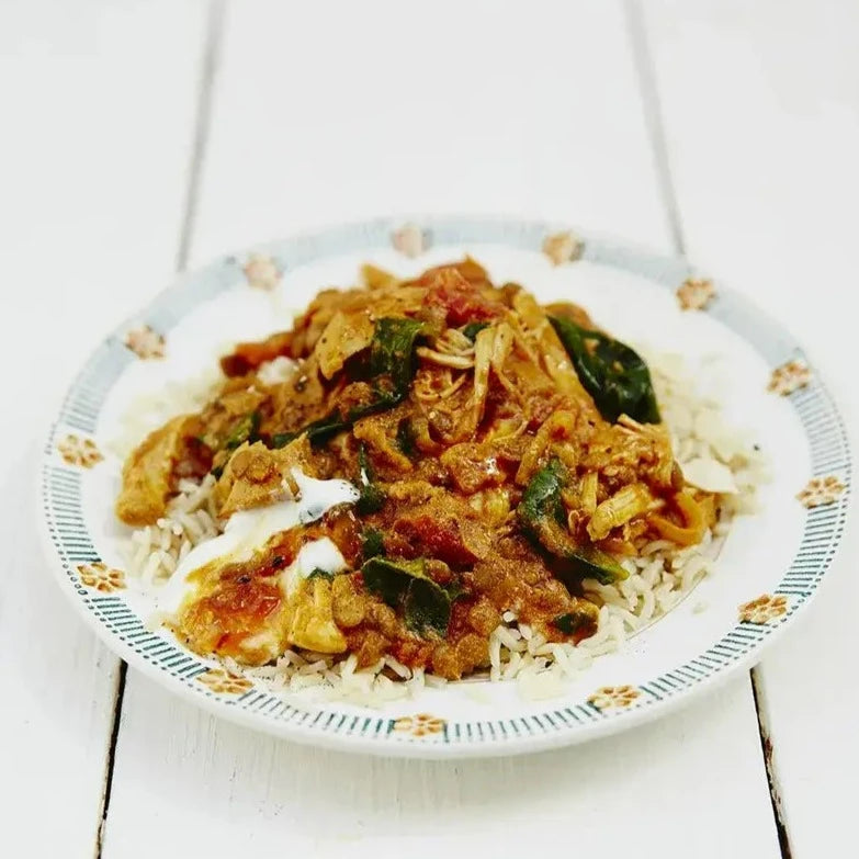Poulet curry avec lentille et epinards